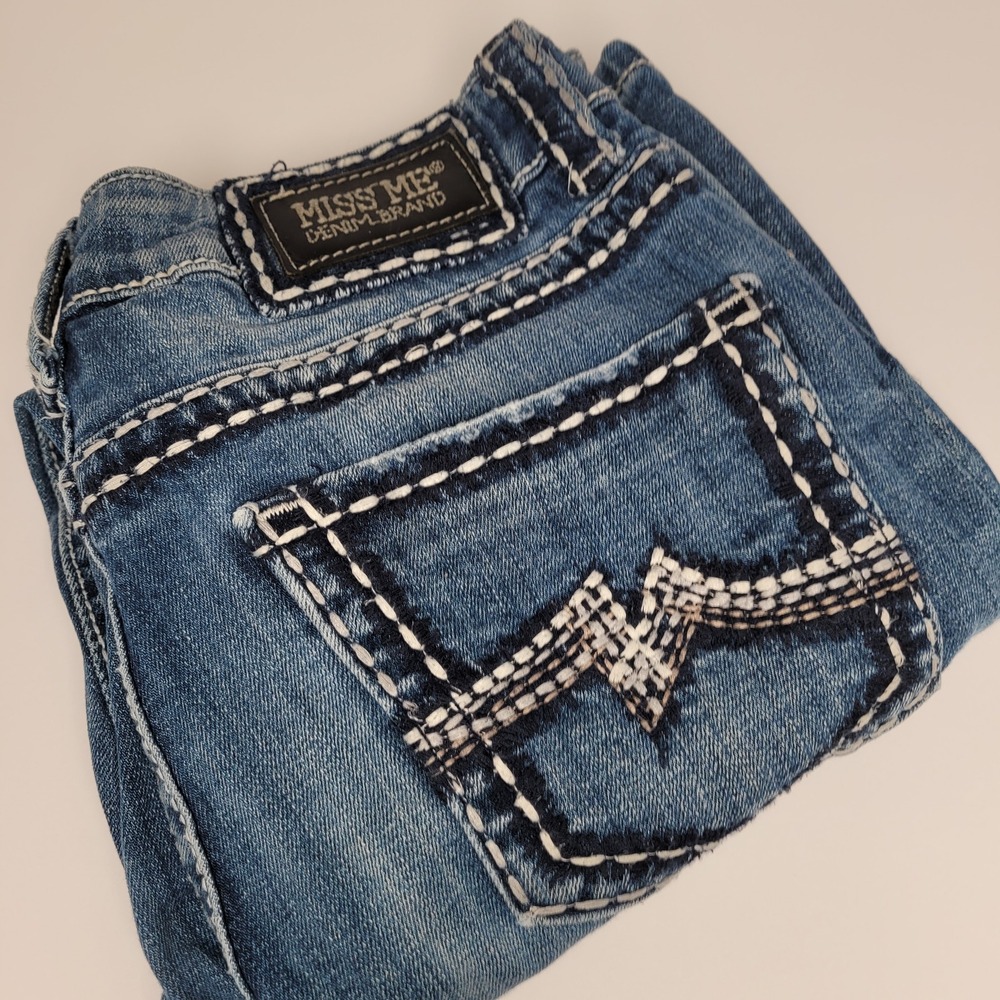 Miss Me Boyfriend Capri Women 28 Blue Excellent Contrast Stitch JB1026P4
